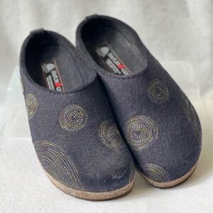 Haflinger Women’s Spirit Blue Wool Slippers - EU37 - US6